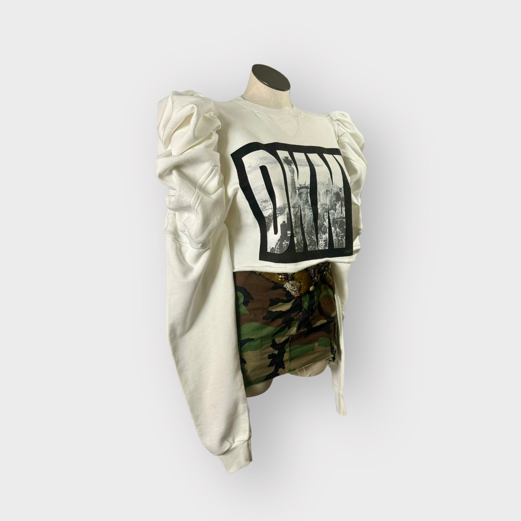 DKNY Couture Sleeve Crop Crewneck