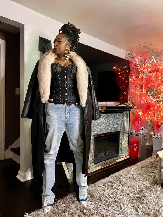Leather Trench with Mink Trim