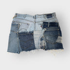Double Denim Patchwork Mini Skirt