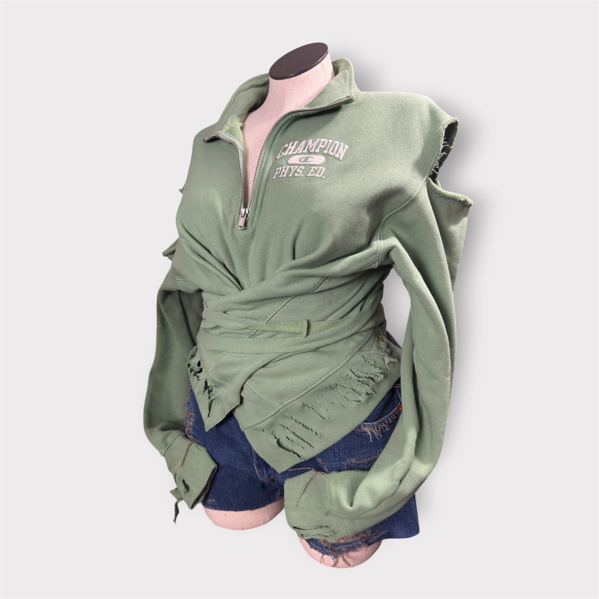 Pistachio Reconstructed Distressed Wrap Crewneck