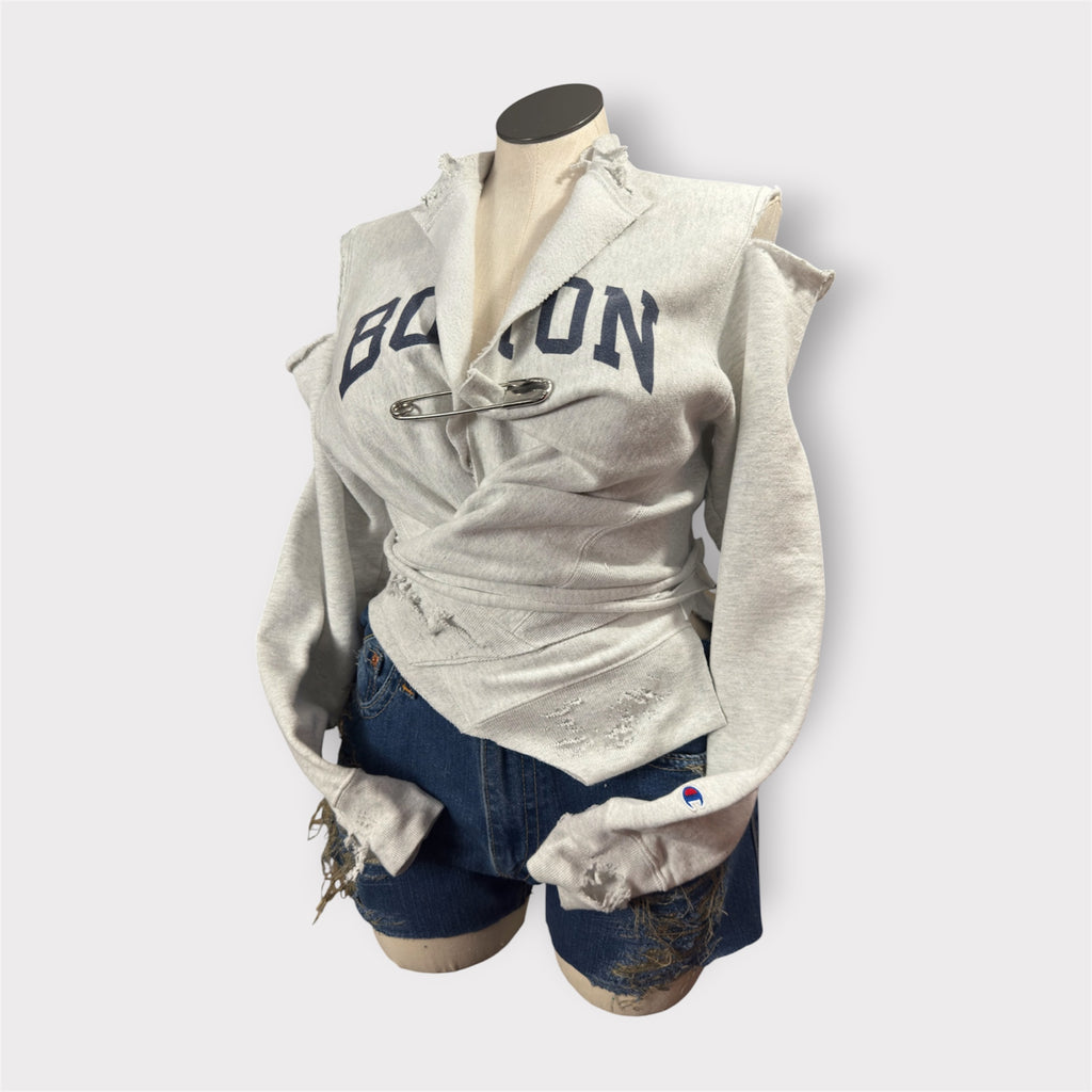 Reconstructed Distressed Wrap Crew Neck (Boston)