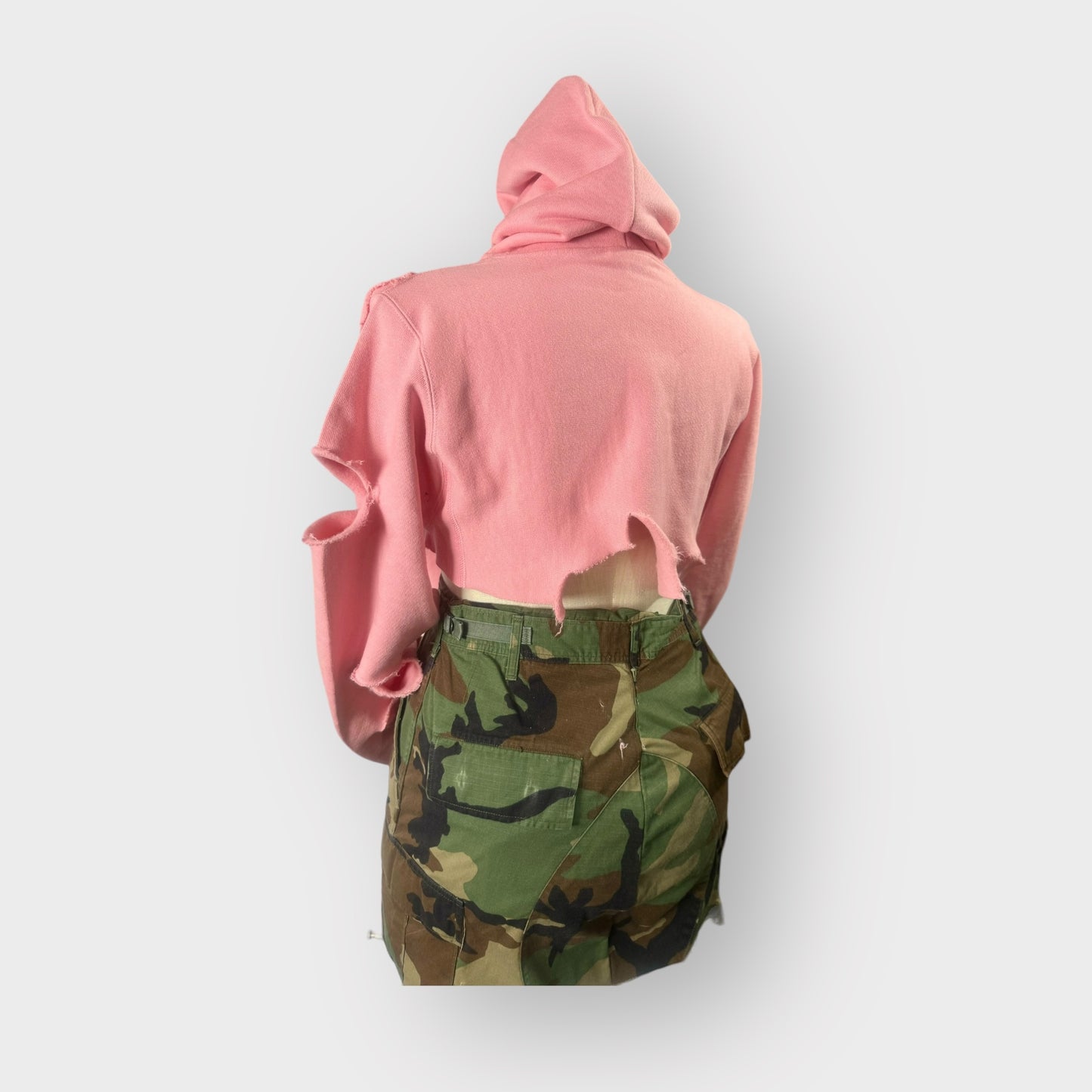 Distressed Corset Style Cropped Hoodie