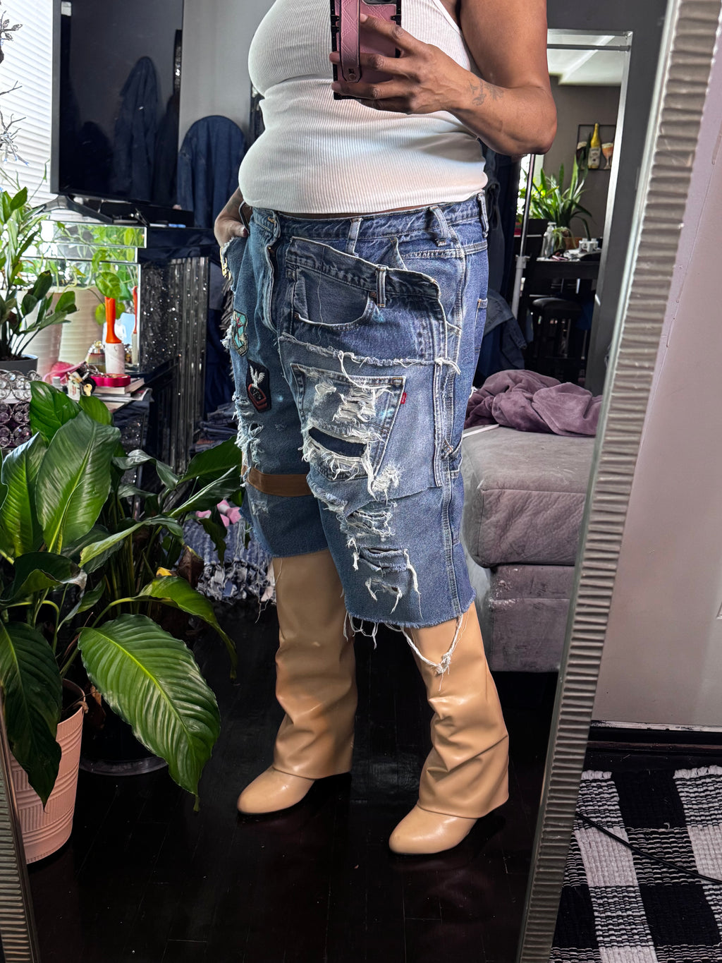 Distressed Denim Baggy Jorts