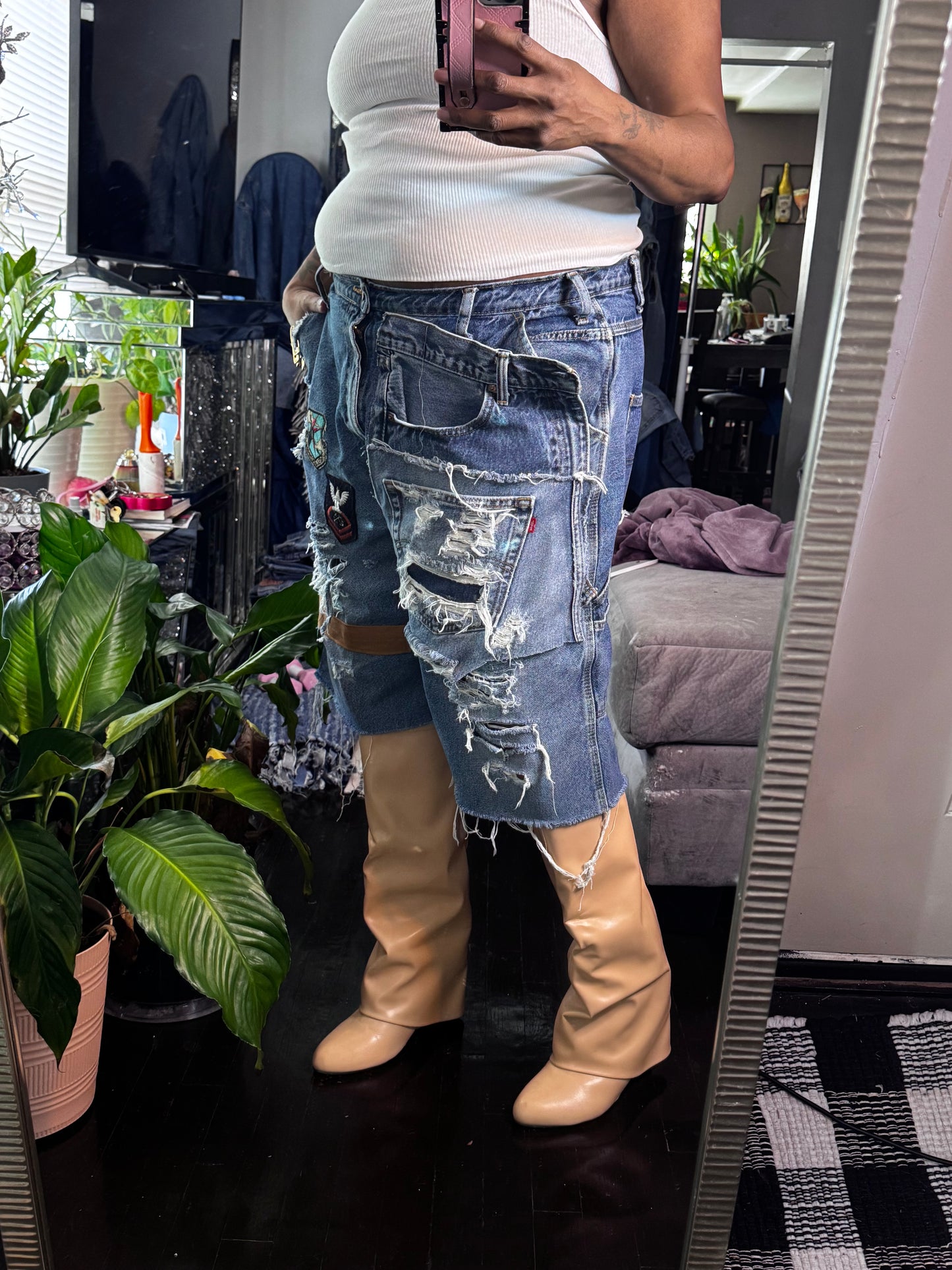 Distressed Denim Baggy Jorts