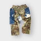 Distressed Denim Layover Camo Cargos