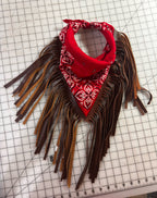 Vintage Bandana with Chocolate Leather Fringe