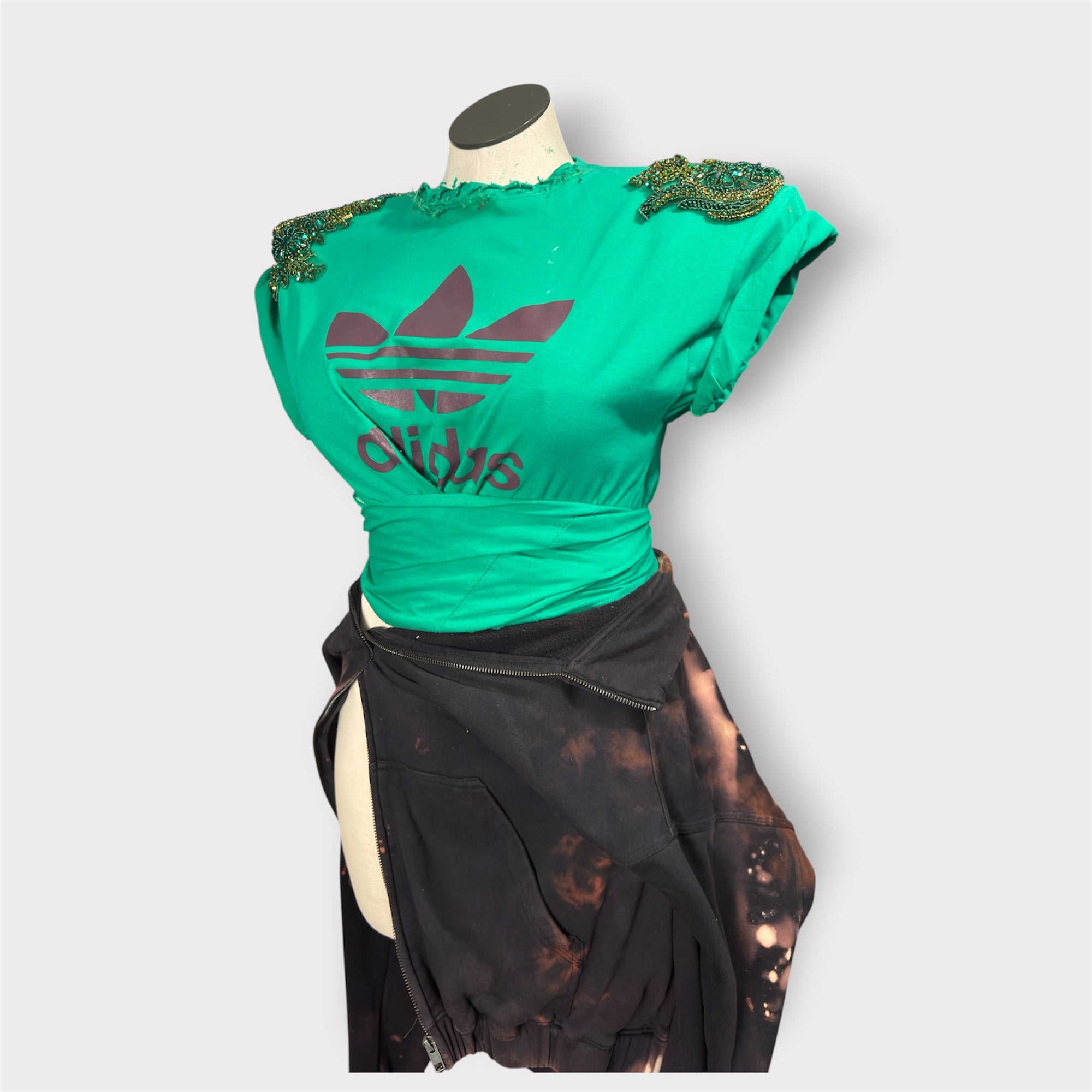 Bling Padded Shoulder Wrap Tee