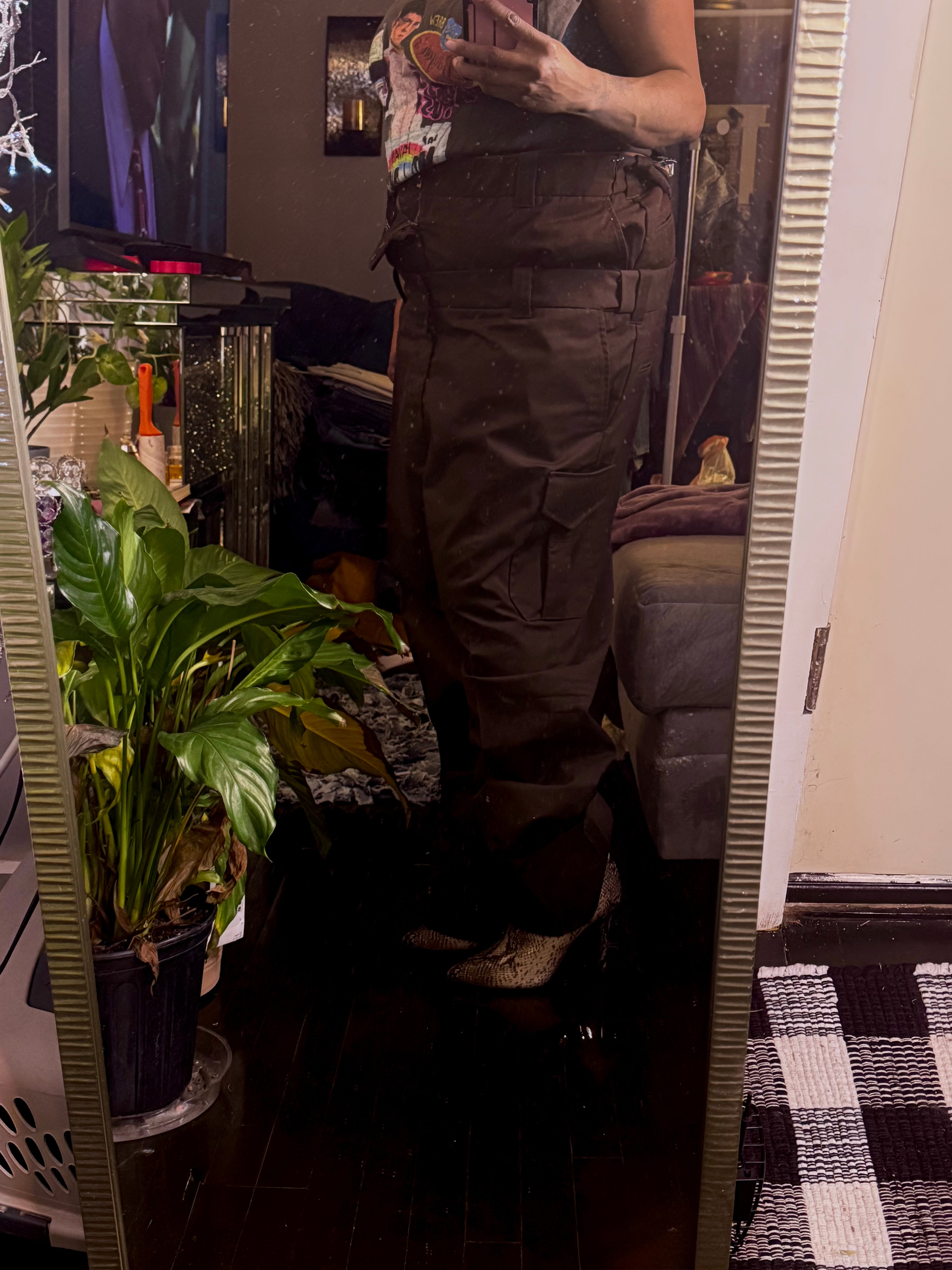 Double Waist Wide Cuff Chocolate Workwear Trousers