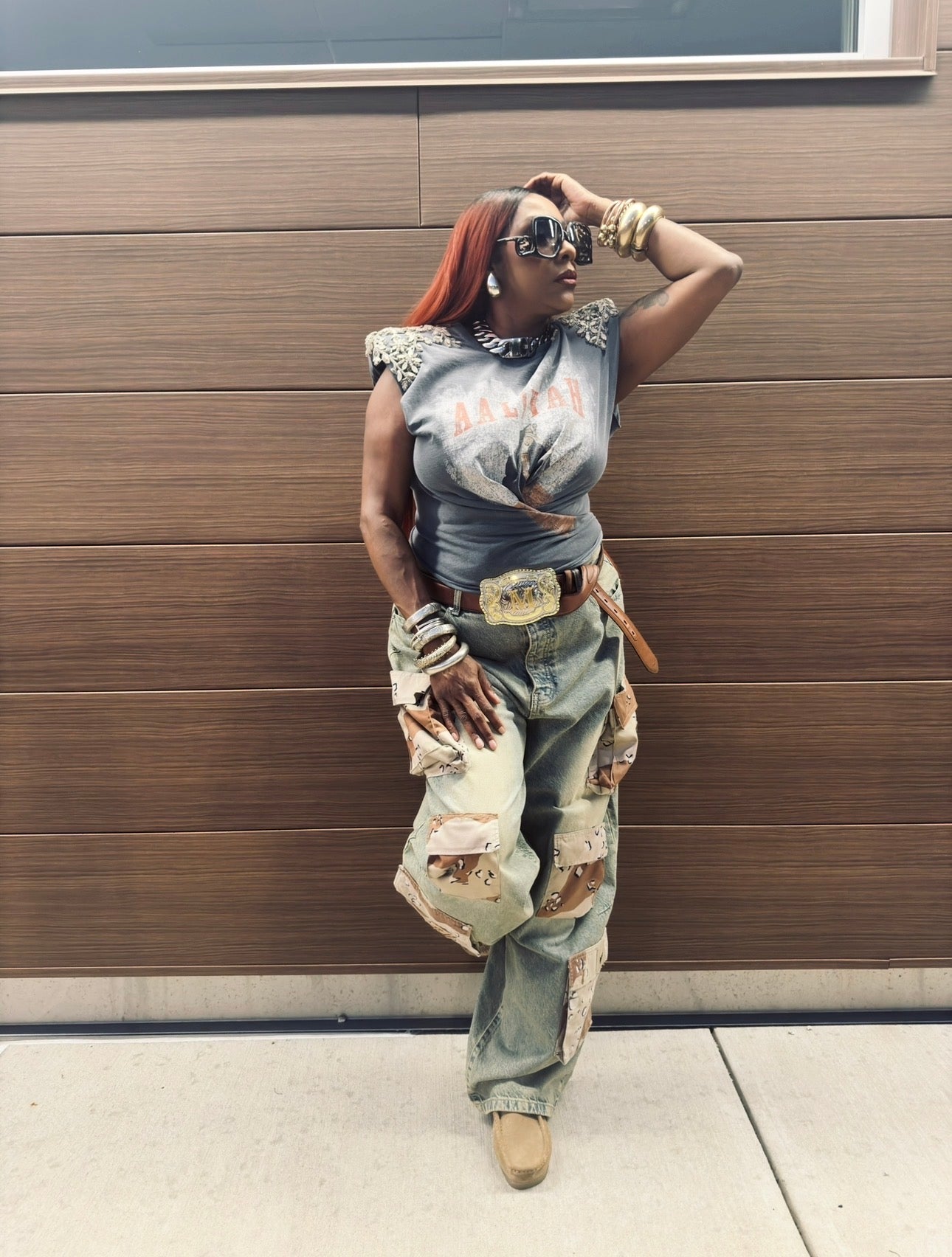 Vintage Style Couture Shoulder Wrap Tee