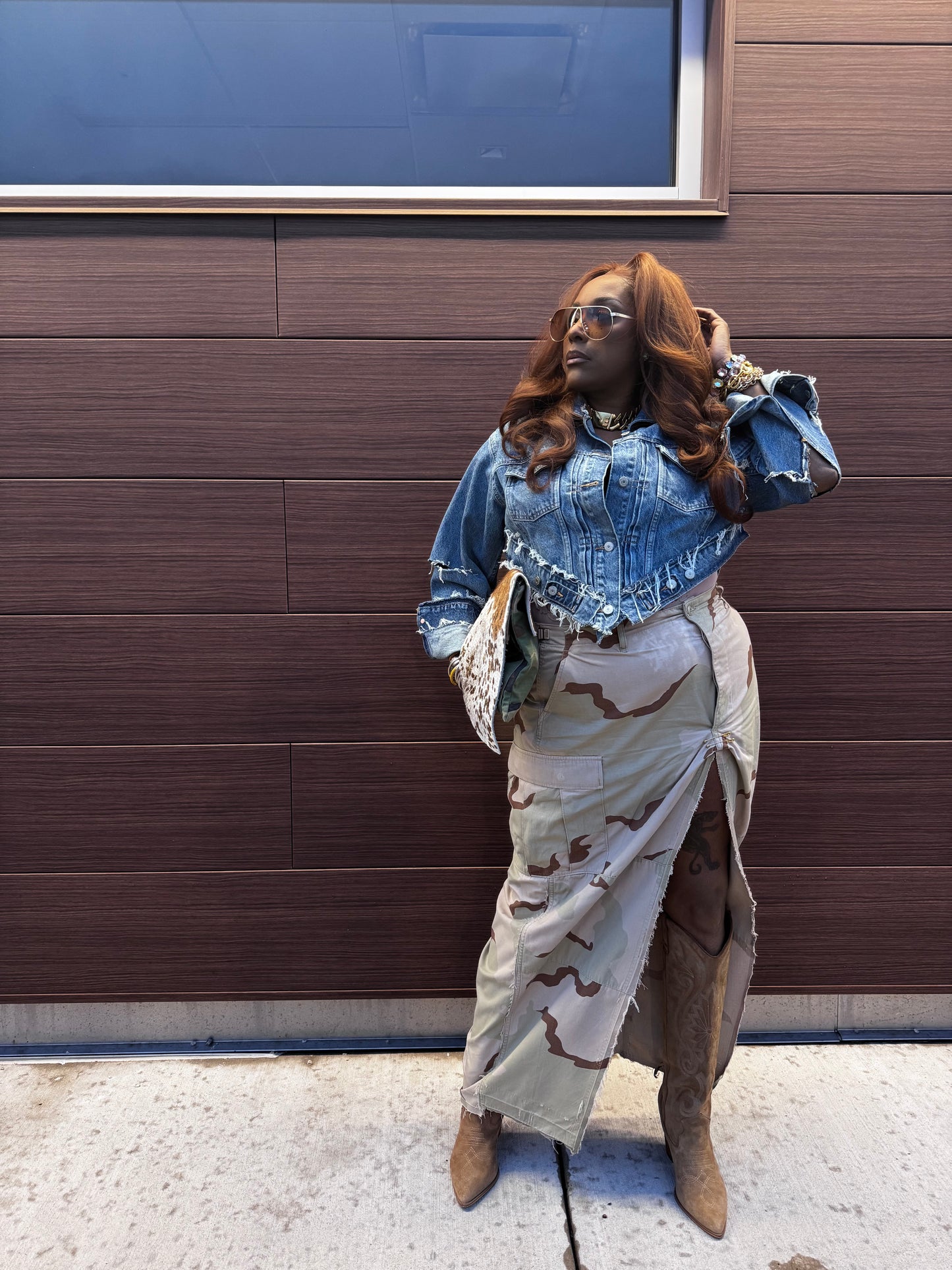 Distressed V Cut Denim Jacket