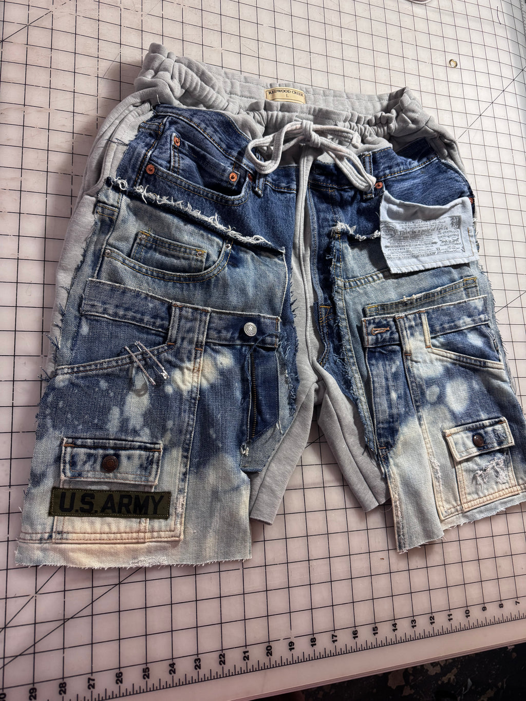 Triple Denim Bermuda Cut Jogger Shorts