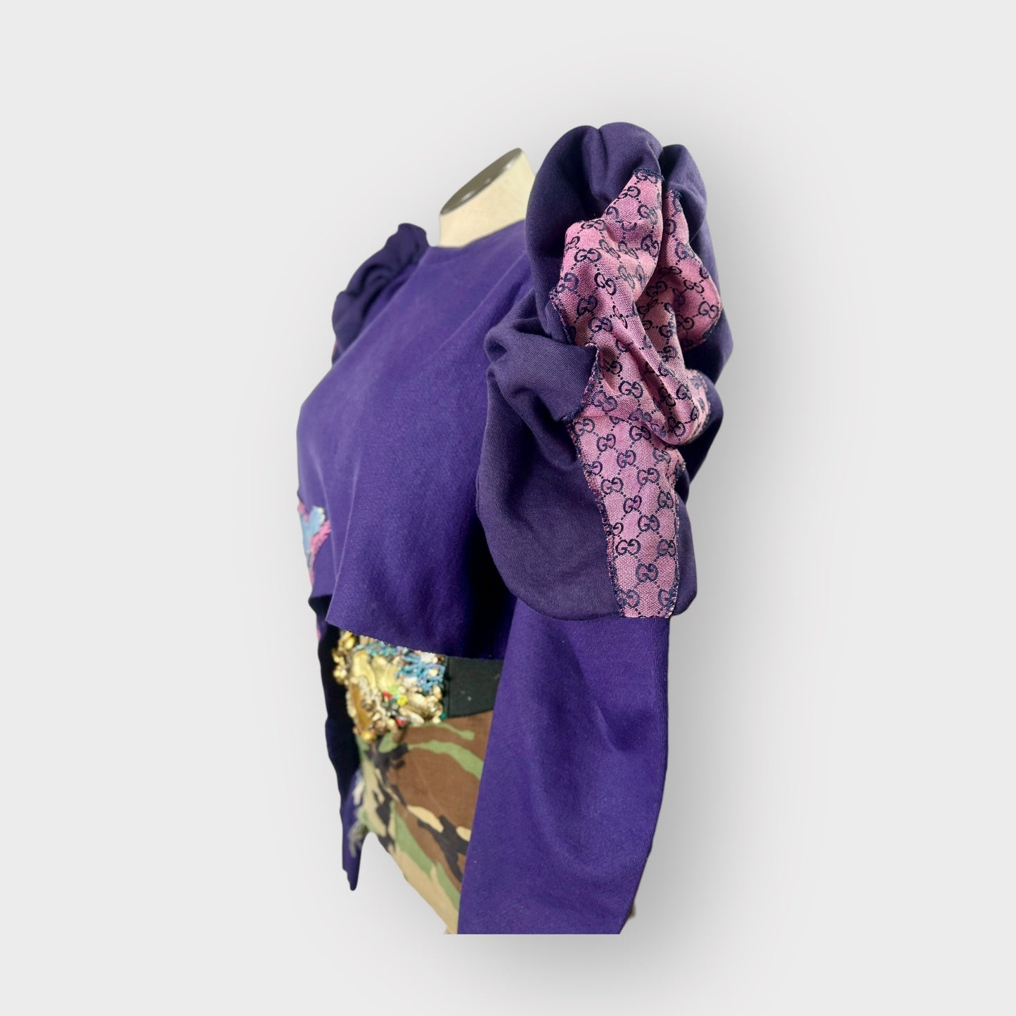 Luxe Asym. Puffy Sleeve Crewneck