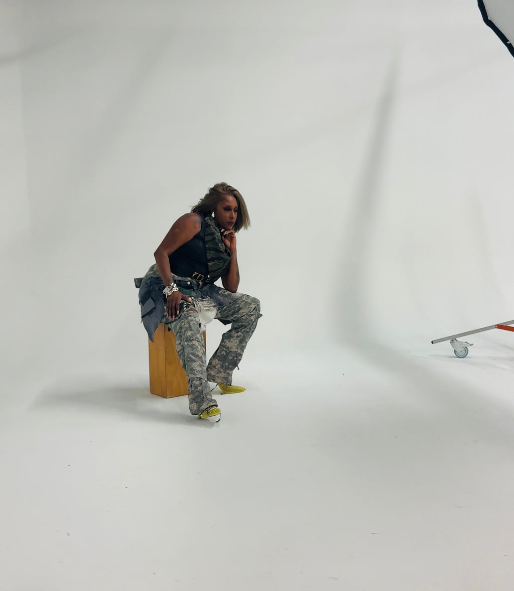 Grunge Denim Digital Camo Layover Cargos
