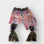 Distressed Rainbow Denim Layover Joggers