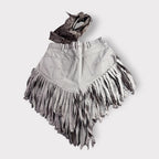 Denim Rodeo Style Double Waist Fringe Skirt