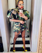 (Made to order) Camo Couture Flounce Sleeve Jacket