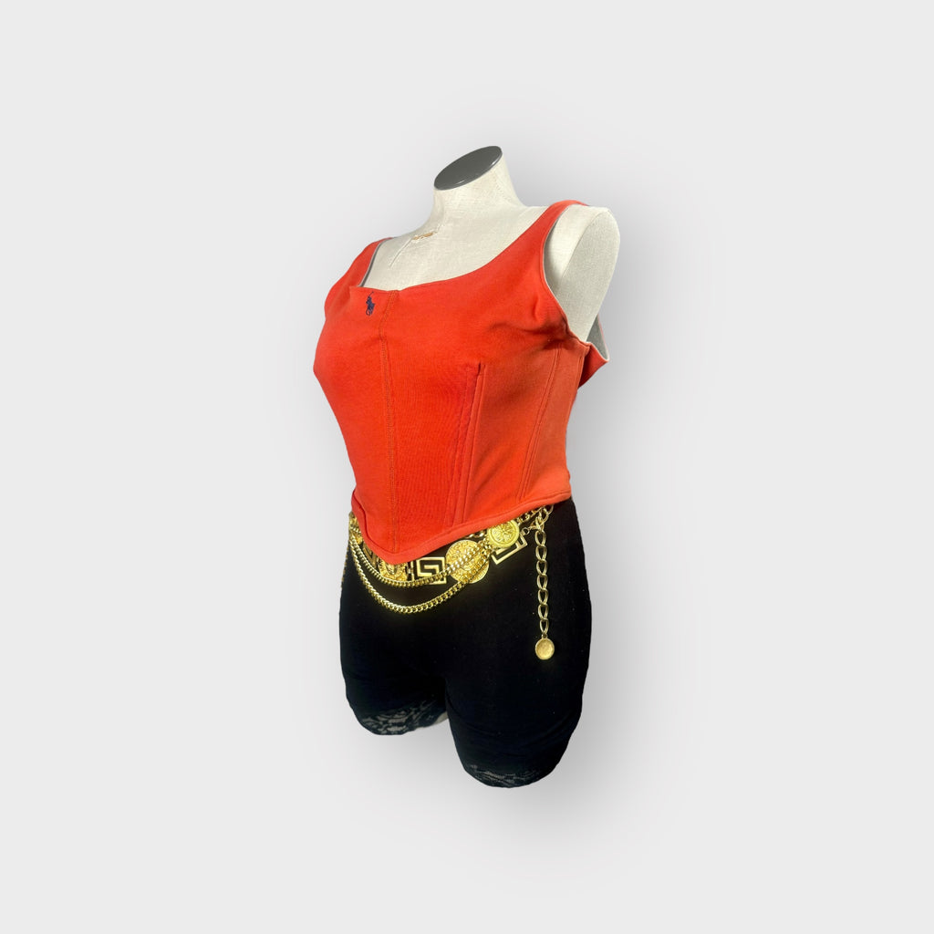 Ruffle Crop Crewneck with Custom Corset