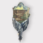 Two Toned Camo n Denim Fringe Vest