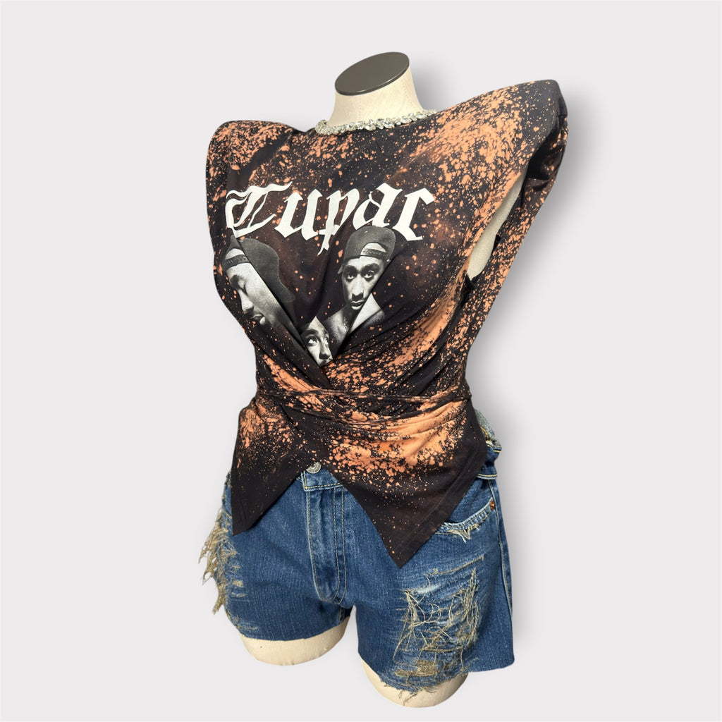 Luxe Shoulder Bling Neckline Wrap Tee