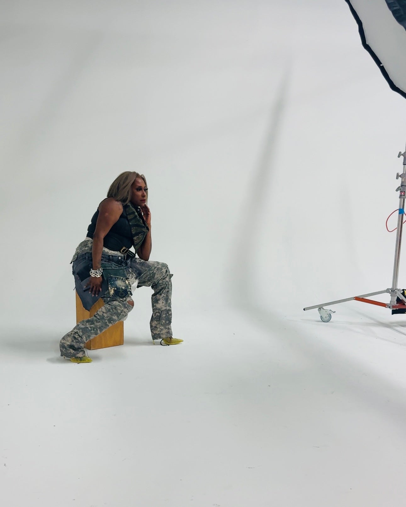 Distressed Overlay Digital Camo Cargos