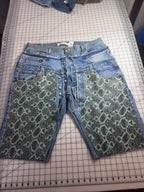 Triple Denim Cowgirl Couture Python Leather Jorts