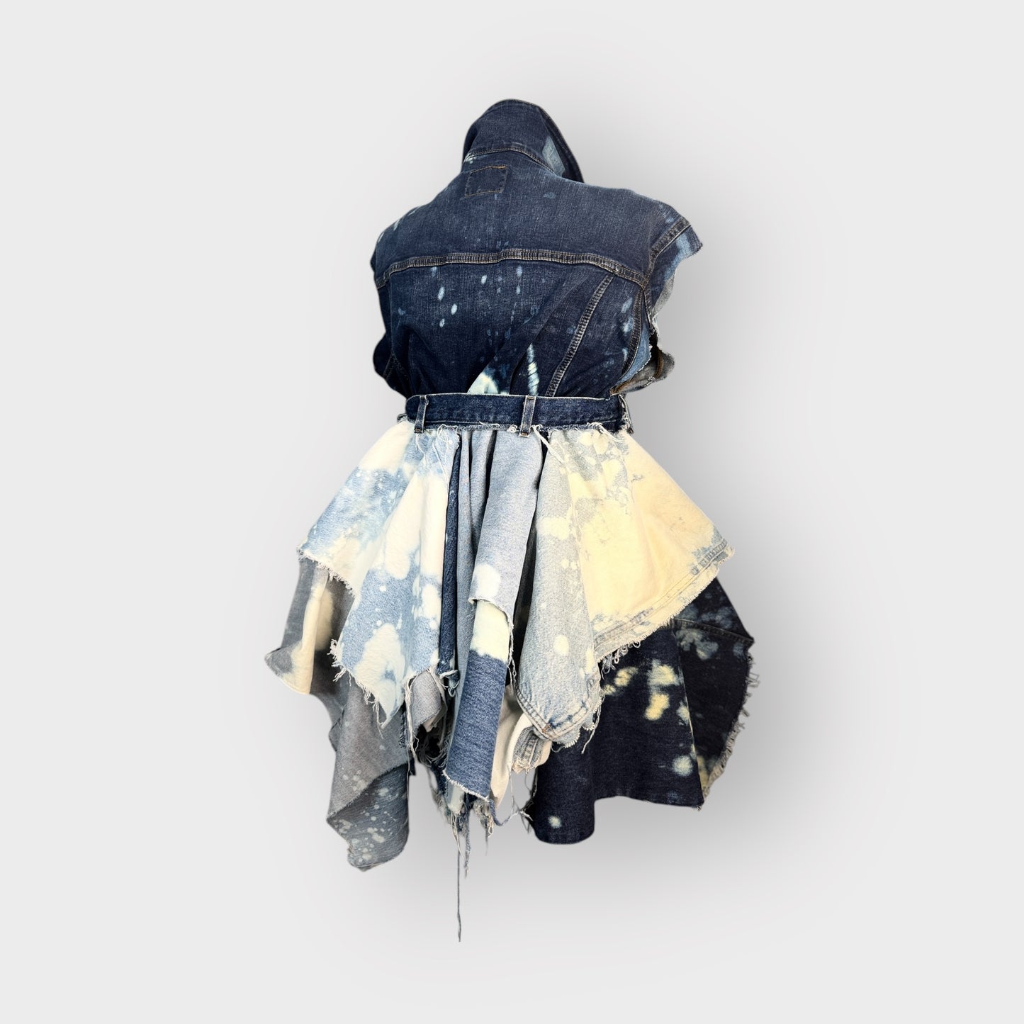 Distressed Multi Denim Peplum Dress