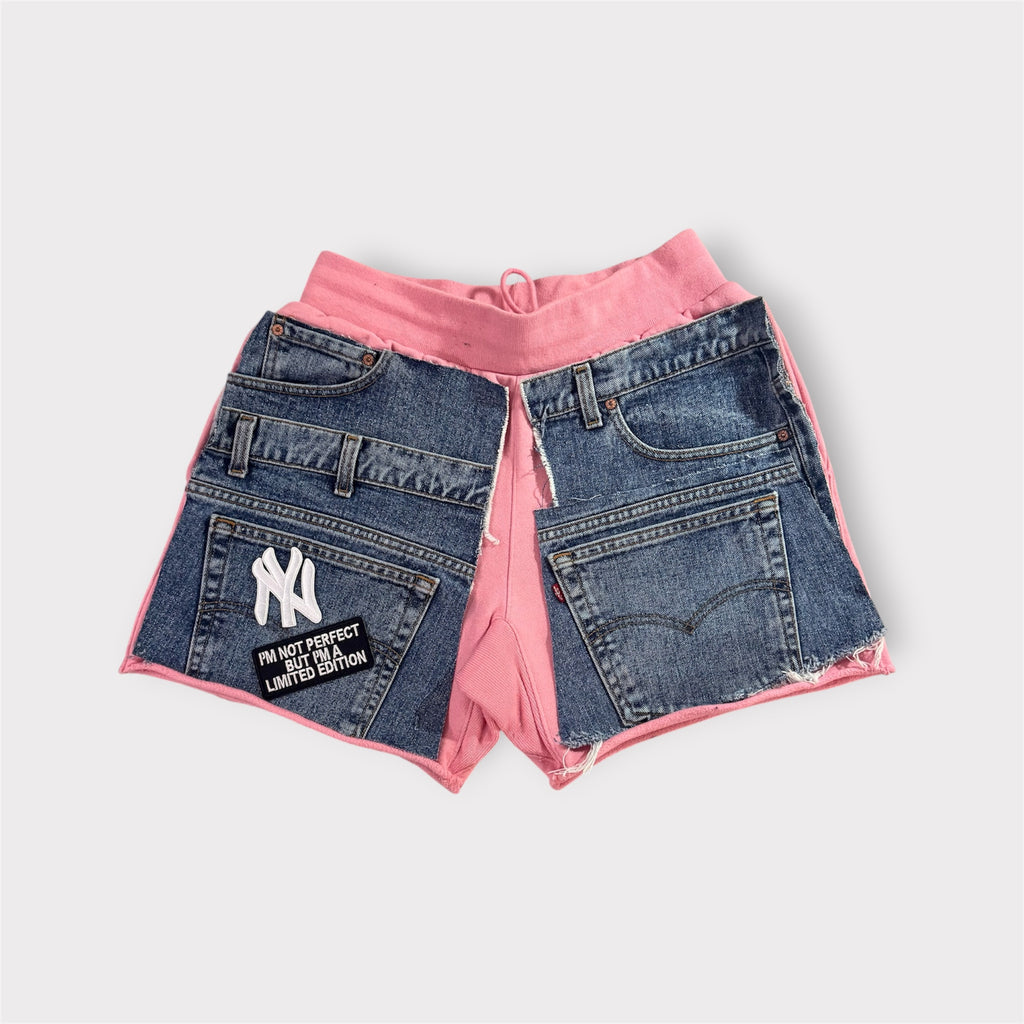 Double Denim Sweat Shorts