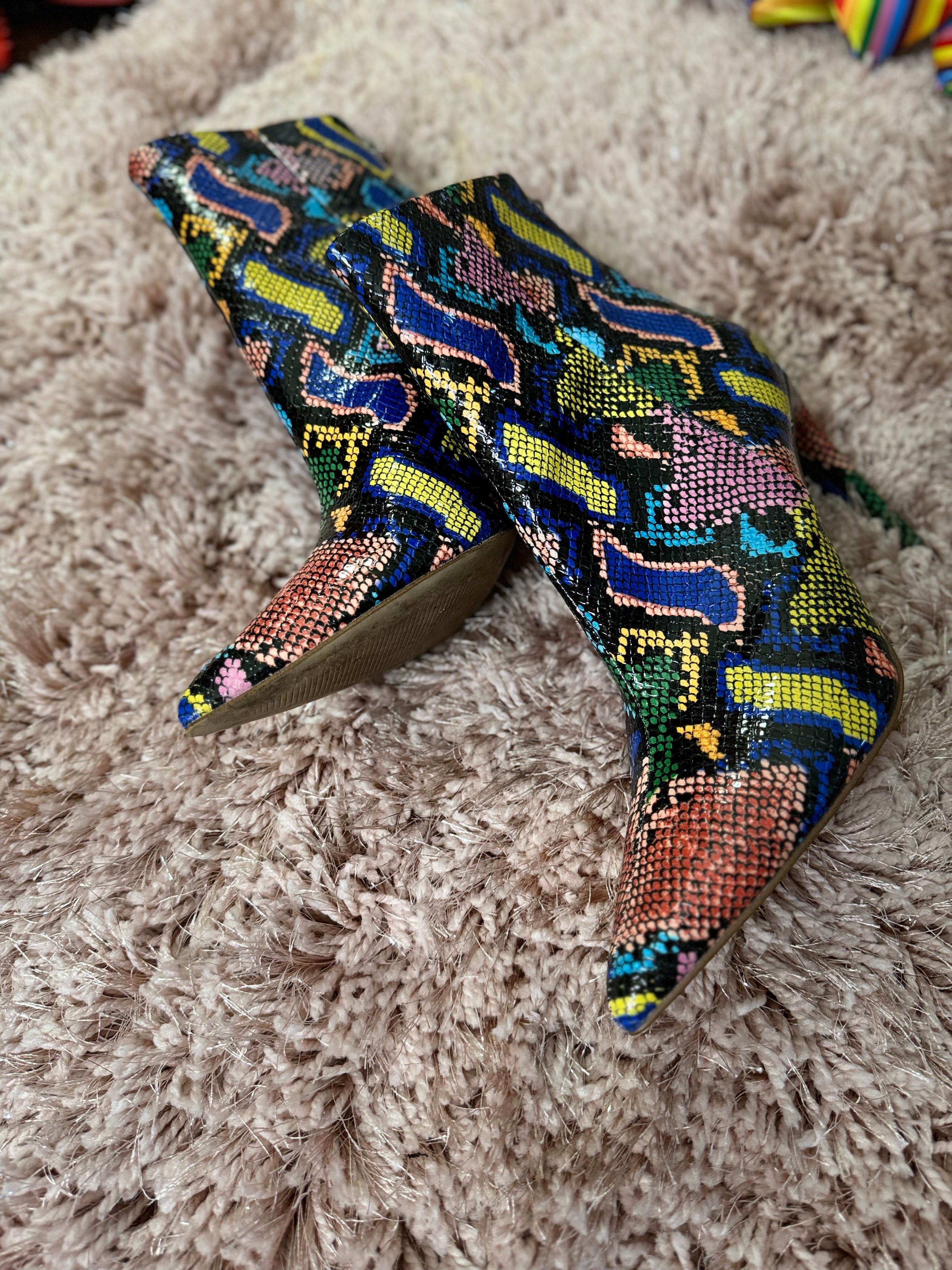 Rainbow Snake print Booties