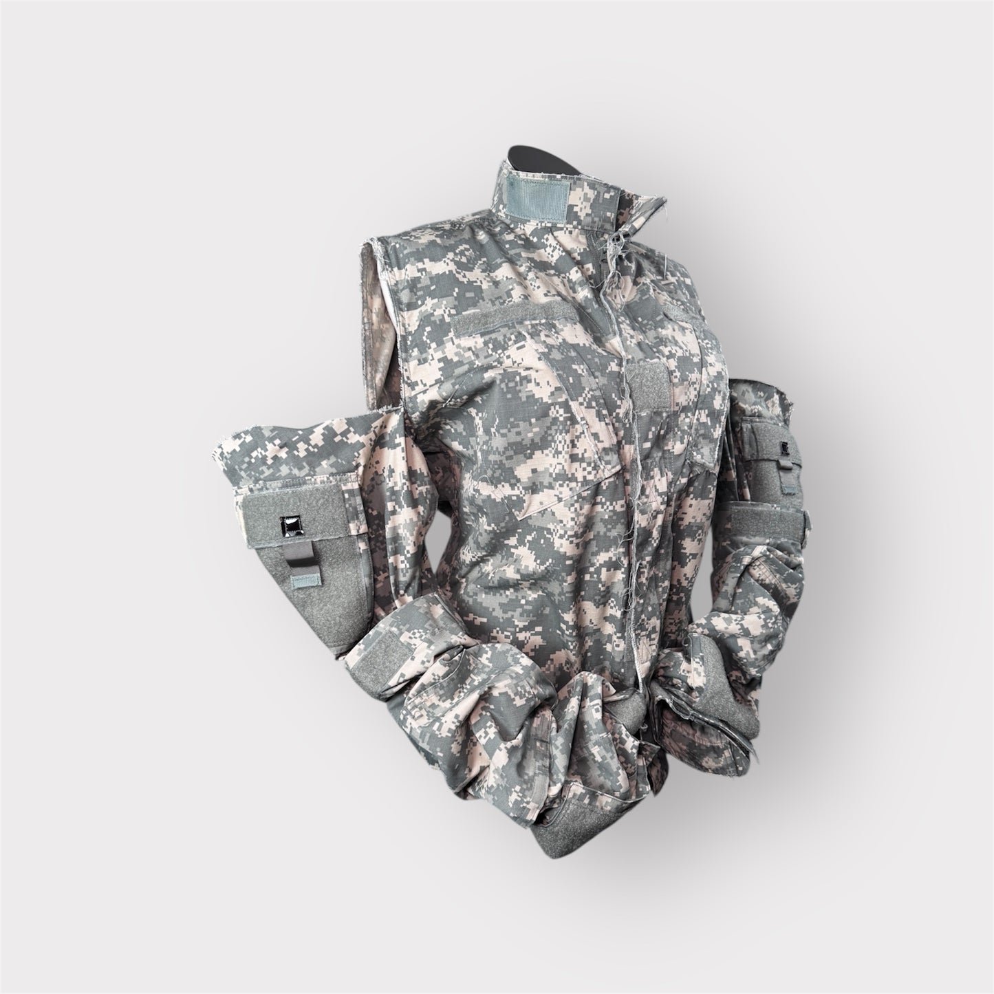 Digital Camo Cold Shoulder Bishop Sleeve Shacket