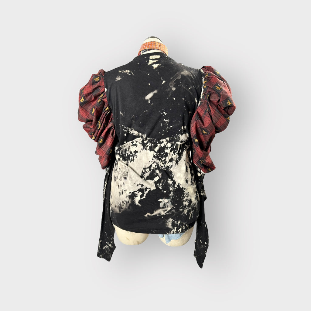 Distressed Stallion Print Couture Sleeve Tee