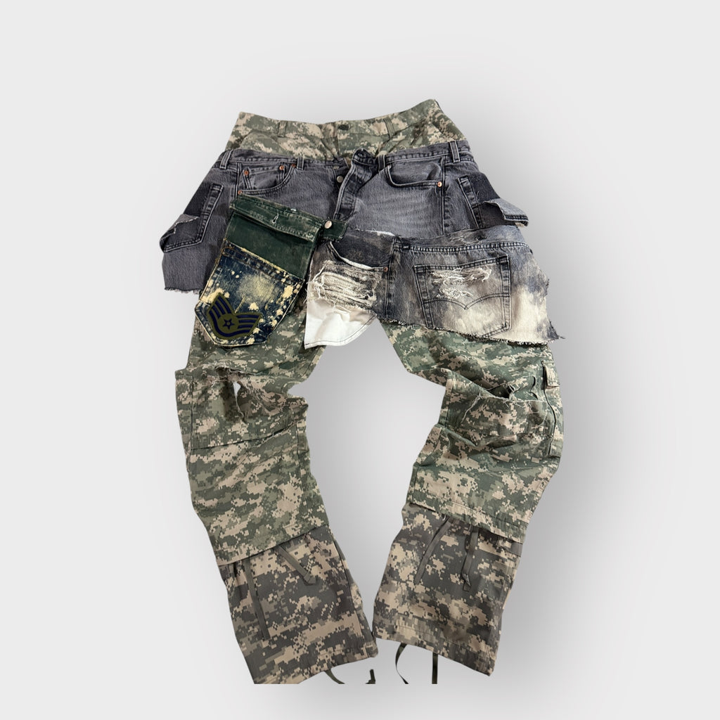 Distressed Overlay Digital Camo Cargos