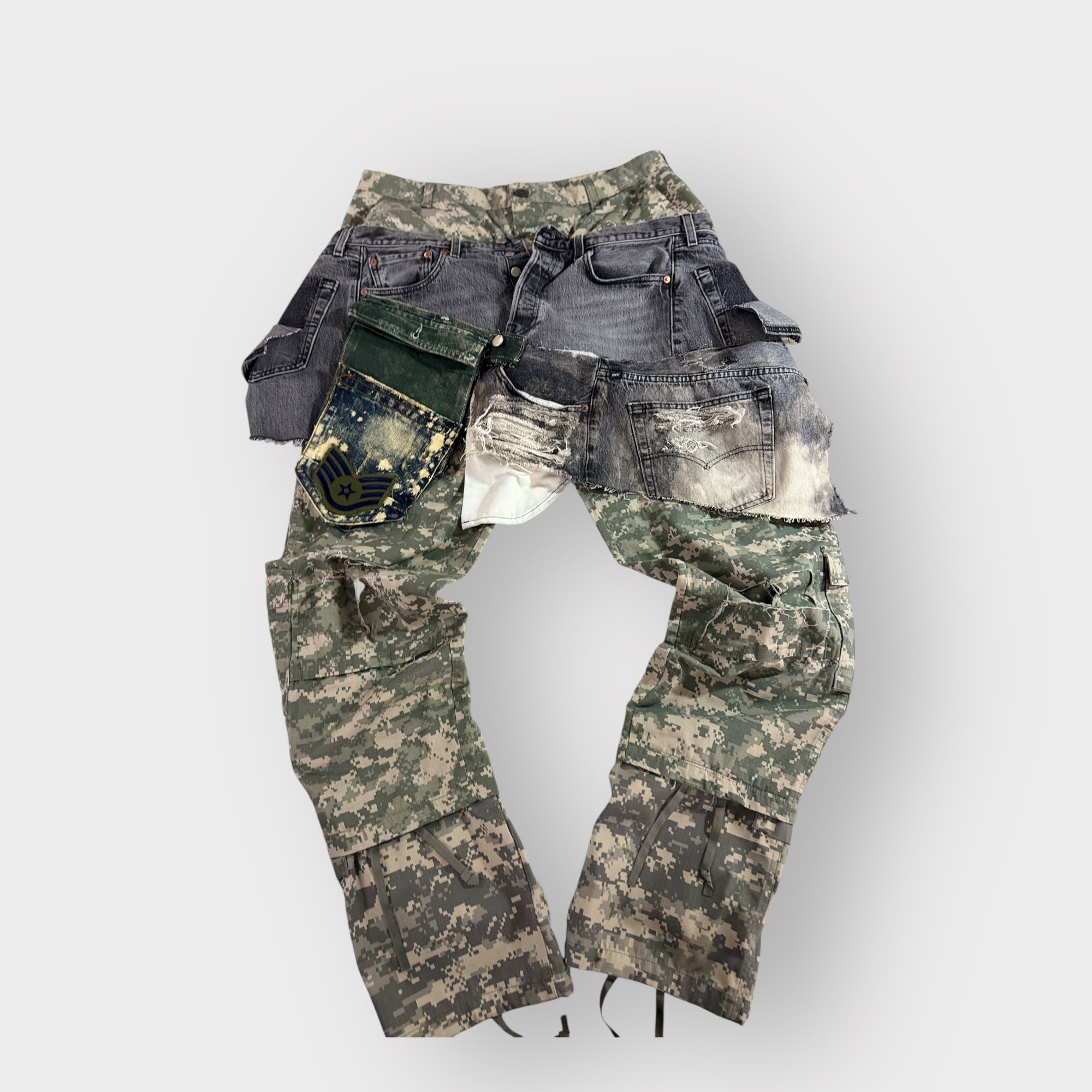 Distressed Overlay Digital Camo Cargos