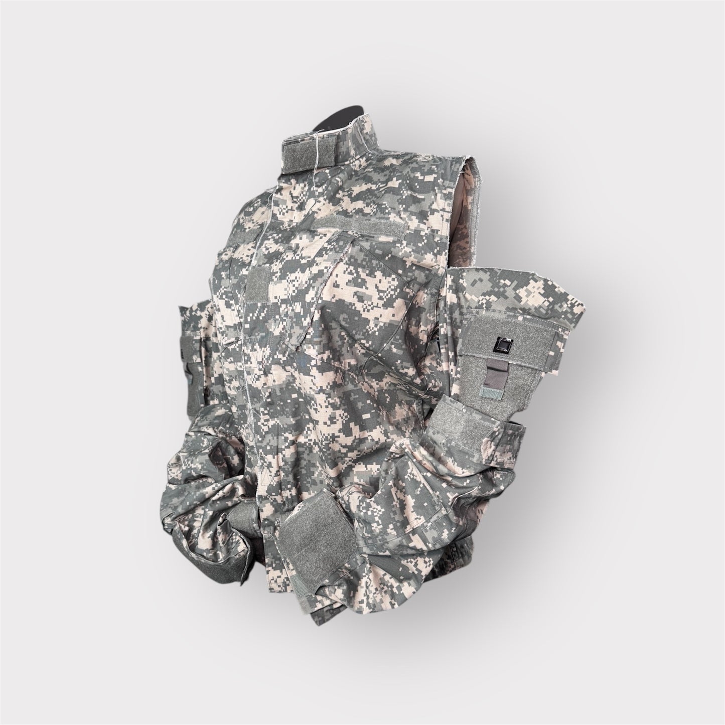 Digital Camo Cold Shoulder Bishop Sleeve Shacket