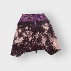 Distressed Denim Purple Overlay Drop Crotch Bermuda Style Joggers