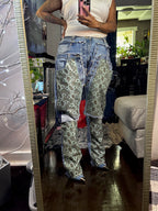 Triple Denim Cowgirl Couture Python Leather Jorts