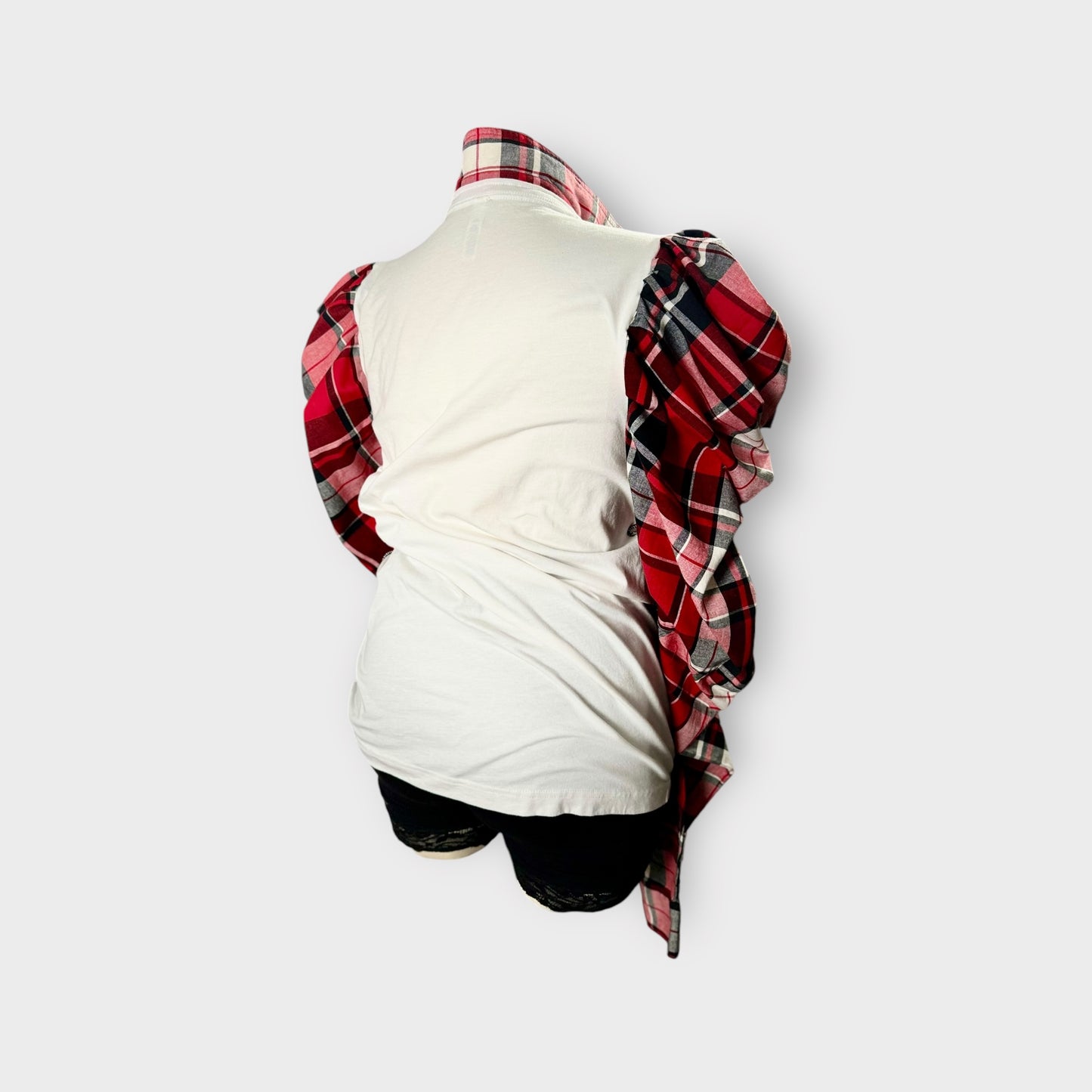 Rolling Tartan Puff Sleeve Tee