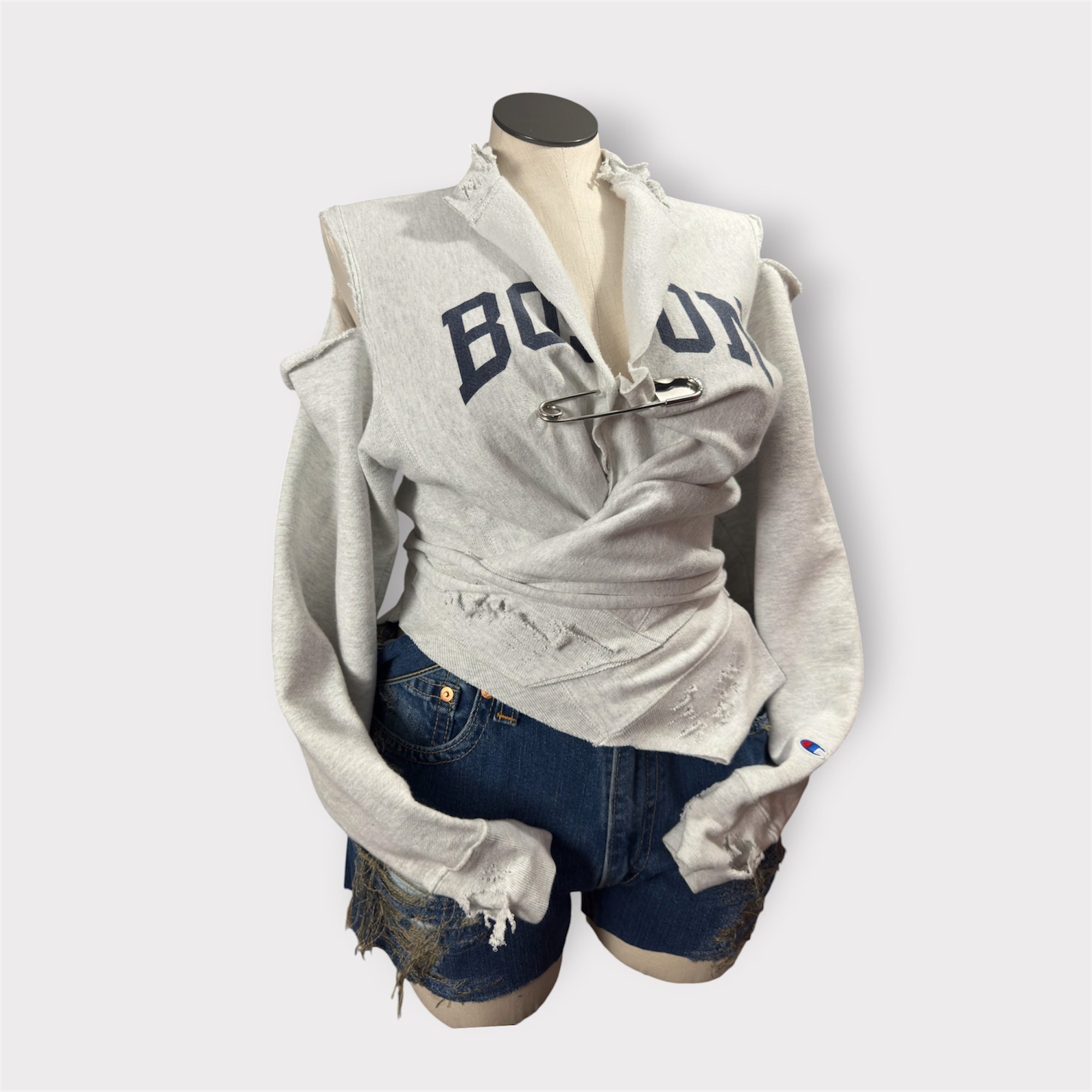 Reconstructed Distressed Wrap Crew Neck (Boston)