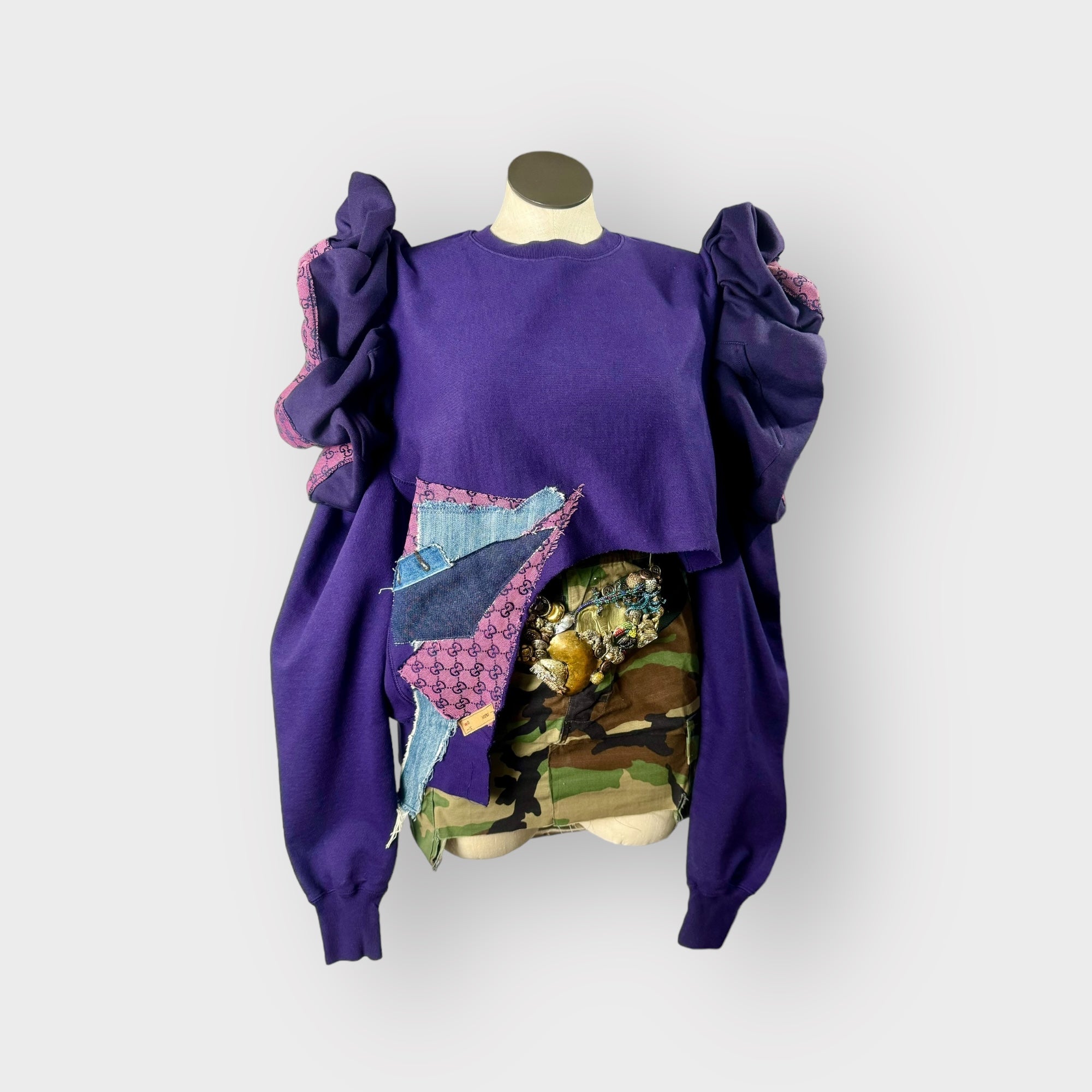 Luxe Asym. Puffy Sleeve Crewneck