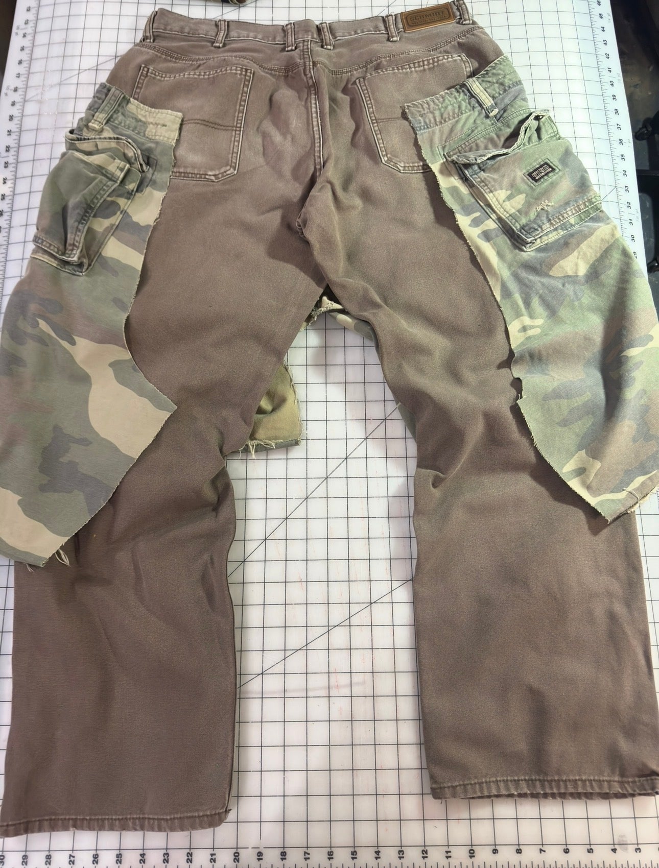 Ash Chocolate n Distressed Camo Oversized Cargos