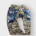 Distressed Denim n Digital Camo Cargos
