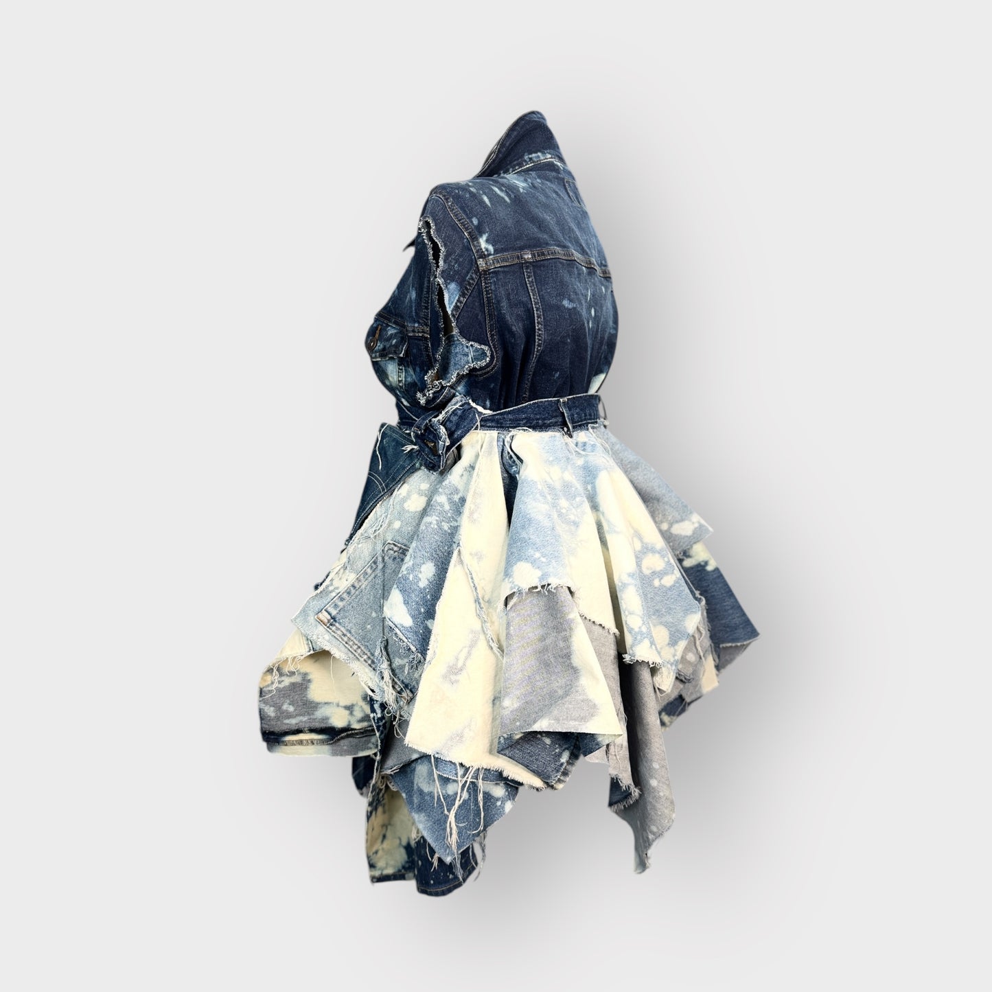 Distressed Multi Denim Peplum Dress