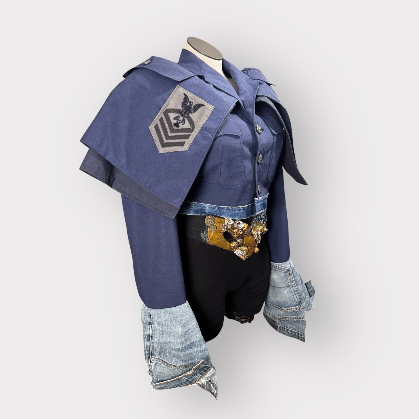 Couture Military Denim n Navy Cape Jacket