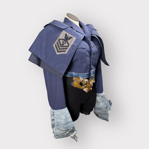 Couture Military Denim n Navy Cape Jacket