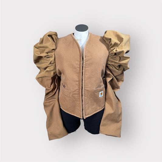 Workwear to Runway Sherpa Lined Puff Sleeve Coat