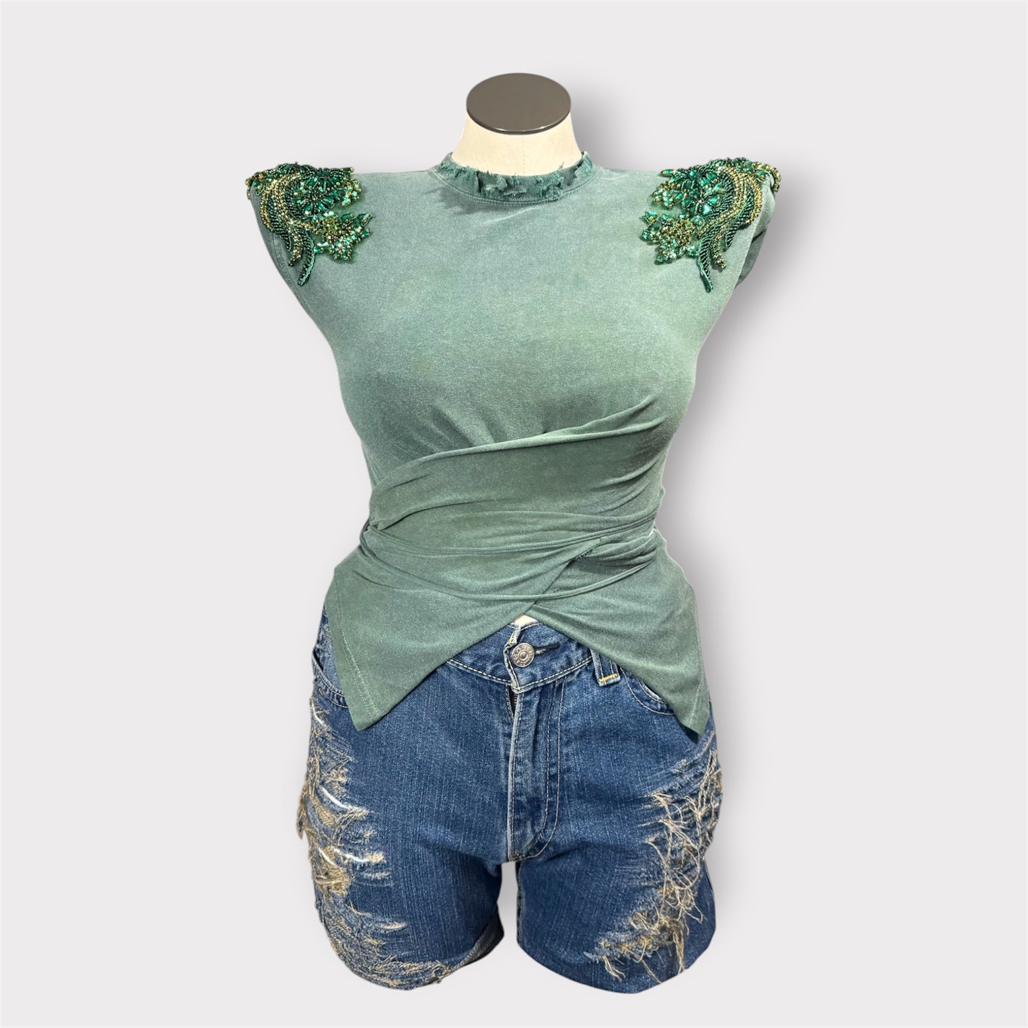 MOD Couture Bling Shoulder Waist Wrap Tee