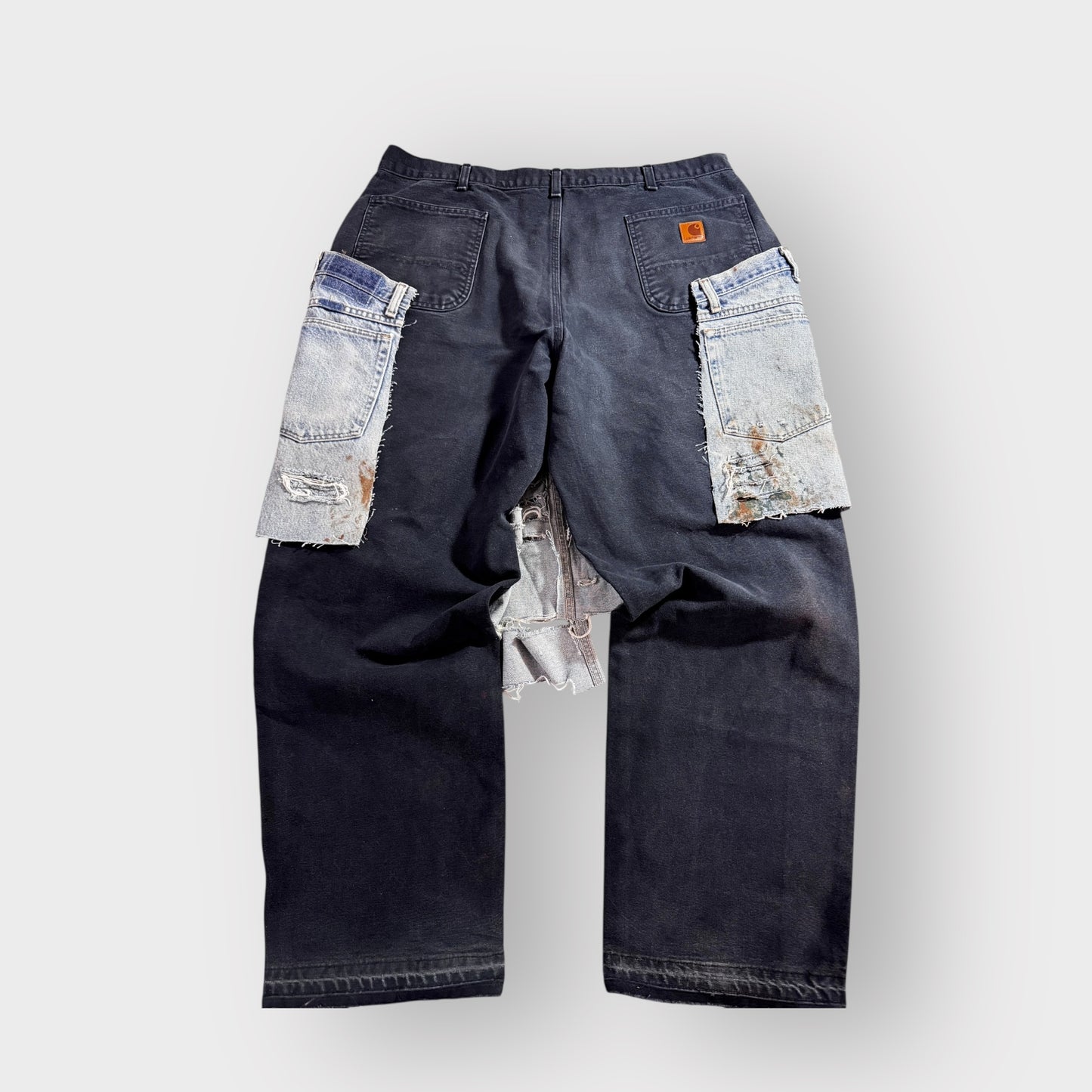 Destroyed Denim Overlay Carhart Cargos