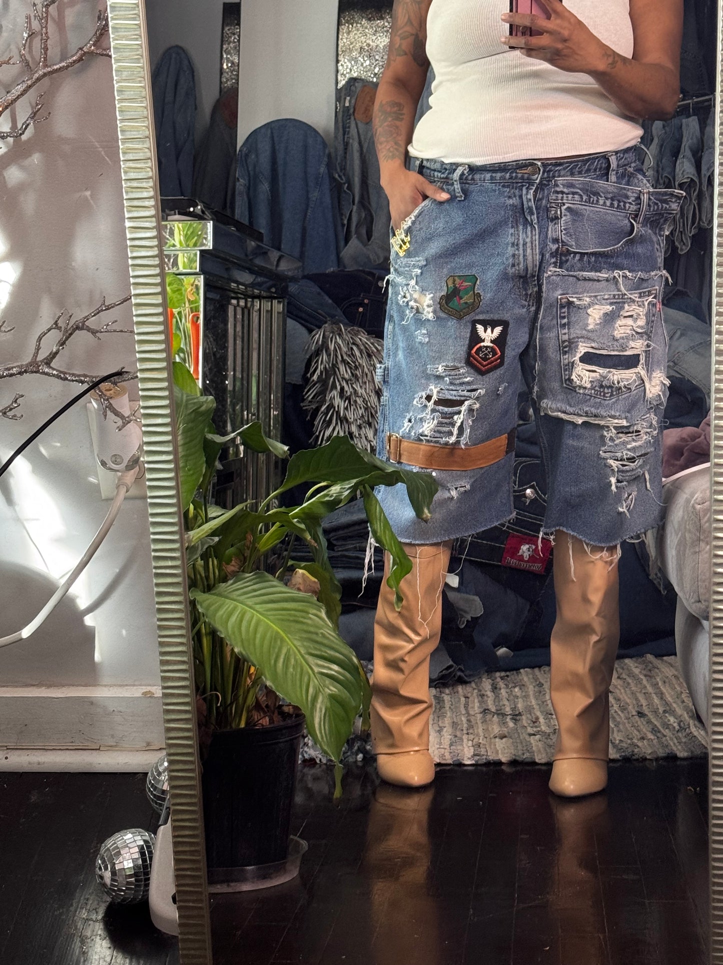 Distressed Denim Baggy Jorts
