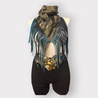Tiger Stripe Leather Fringe Bandana