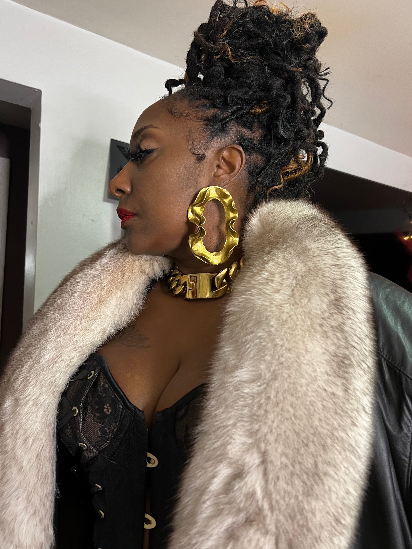 Leather Trench with Mink Trim