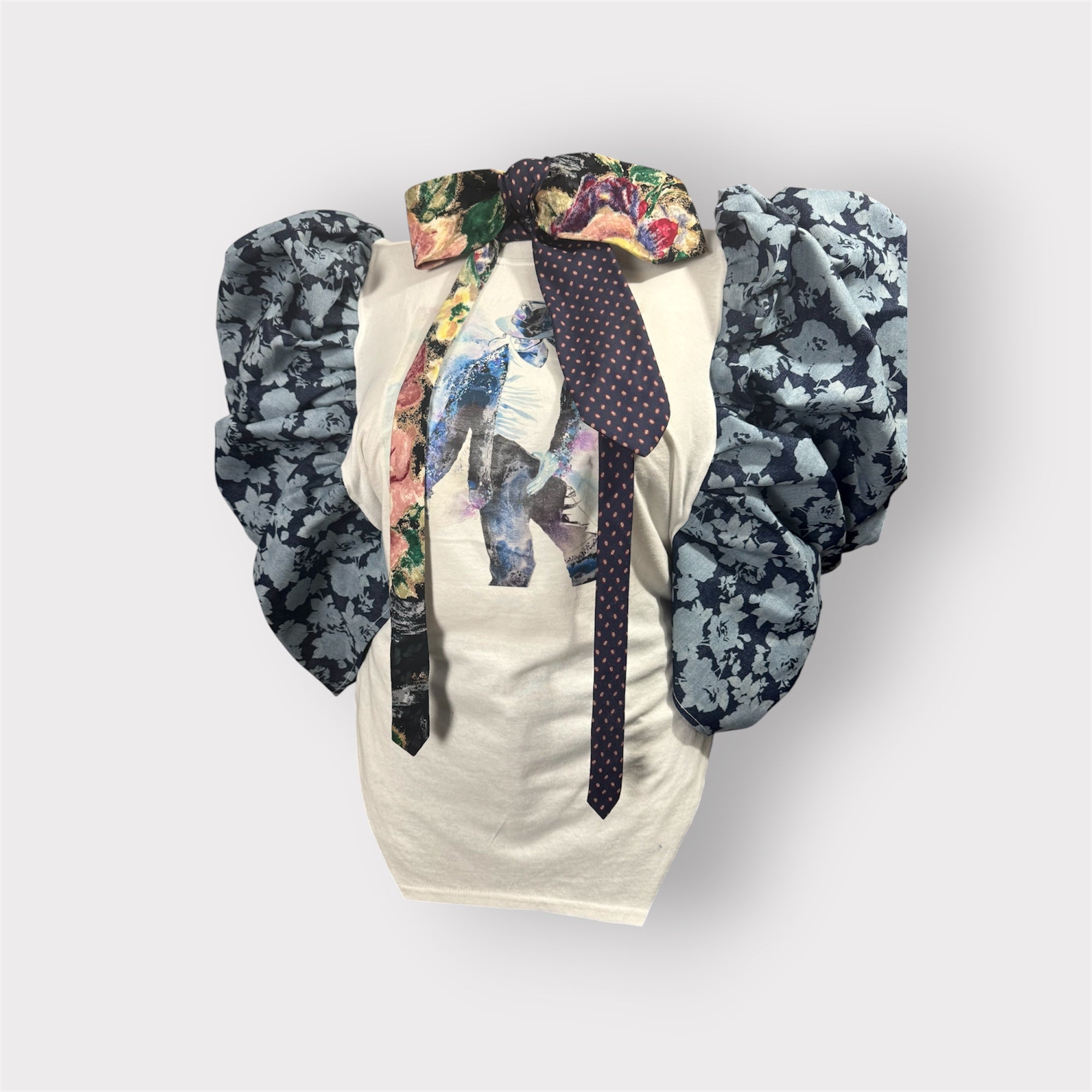 MJ Puff Sleeve Tee with Ribbon Tie